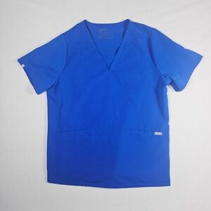 FIGS Casma Scrub Top Woman 2XL‎ XXL Blue Technical Collection 2 Pocket V-Neck